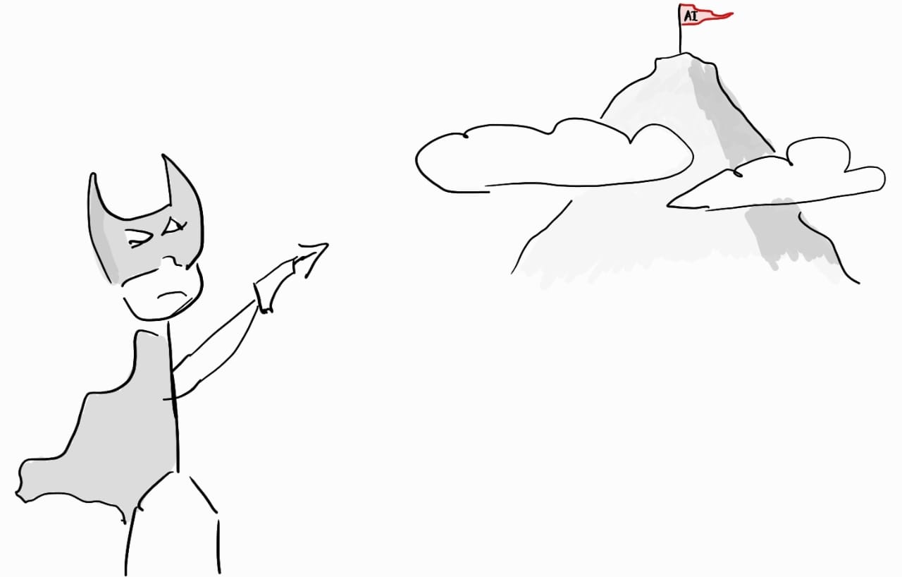 Personaje apuntnado al cielo